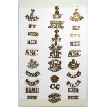 Badges: British Army WW1 & WW2 Metal Shoulder Titles including rare Royal Dublin Fusiliers, T/6/