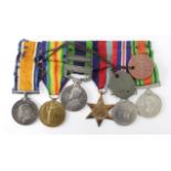 Group mounted as worn - BWM & Victory Medal renamed (80060 C J Harris R W Fus) India General Service