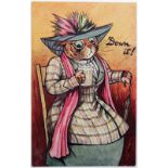 Louis Wain cats postcard - Raphael Tuck: Taking the Harrogate Waters Series 1: Down it!