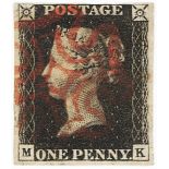GB - 1840 Penny Black Plate 5 (M-K) four margins, just clear at top, no faults, fine used, cat £375