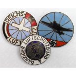 German Luftschutz Air Raids lapel badges three different, including Danzig