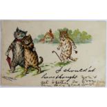 Louis Wain cats postcard - Raphael Tuck: I Shouldn't have Thought, postally used Cowbridge 1903