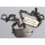 Identity Bracelets - both silver to Sub-Lieut. R.N.V.R. John S. Havers & L.A. Havers, 4 Brookvale