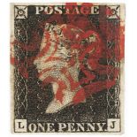 GB - 1840 Penny Black Plate 7 (L-J) four good to large margins, no faults, very fine used, cat £400