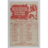 Manchester United single sheet v Liverpool 9th Feb 1946