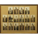 Cricket interest - large frame of postcard sized, hand signed photos, 'Australian in England 1921'