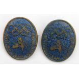 Olympics blue enamelled pin badges, equestrian 'British Team Supporters'. (2)