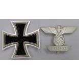 German Iron Cross Ist class, maker marked on the pin with bar to the Iron Cross Ist class.