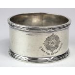The Royal Scots 2/16th engraved silver napkin ring hallmarked W&H Sheffield, 1917. Weighs 44.7gms.