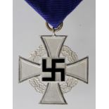 German Nazi 25 Years Faithful Service Medal with original box of issue, makers lapel inside lid