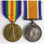 BWM & Victory Medal to 275336 Cpl W F Bellenie Durham L.I. Born Southwick, Sunderland. (2)