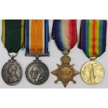 1915 Star trio to 1625 Pte A J King RAMC, with Territorial Efficiency Medal GV named (7335555 Pte