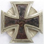 German Iron Cross 1st class with starburst screw back fitment, 3x piece made, light rusting to
