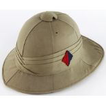 British pith helmet with WW2 Royal Artillery Slouch Hat Pagri cloth badge