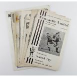 Newcastle United programmes, c1950-1975 (approx 10)