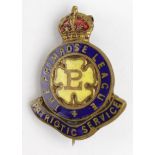 WW1 era Tribute / Patriotic Primrose League brass & enamel badge - reads on scroll "Patriotic