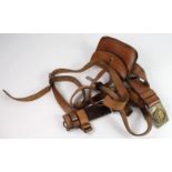 Warwickshire Reg brown leather belt with cross straps and pouch with 24th Warwickshire belt buckle