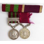 Miniature India Medal with bar Punjab Frontier 1897-98, and Army LSGC Medal. Both old. (2)