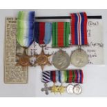 Miniature group mounted as worn - DFC, 1939-45 Star, Atlantic Star, Defence & War Medals. Plus