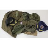 American Ike Jacket with combined Ops shoulder badge and a mix of caps in a tub.