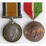 BWM & Mercantile Marine Medal (this medal has been brooched and then returned to medal state with