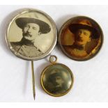Boer War 3x Baden Powell pieces a tiny ladies photo of BP with "Mafeking BP 17th May 1900" to