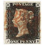 GB - 1840 Penny Black Plate 1b (J-B) four good to large margins, no faults, very fine used, cat £