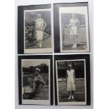 Tennis postcards by E. Trim & Co Wimbledon. Senortia De Alvarez, Miss H Jacobs, Mrs F S Moody, and