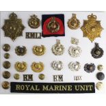 Badges: Royal Marines & Royal Marine Light Infantry WW1, WW2 & Later selection of Helmet plates, cap