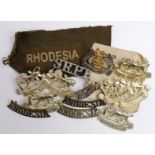 Badges Rhodesia 12x including a British made Officers quality pre UDI Rhodesia / Nyasaland cap badge