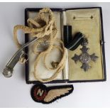 MBE (Civil) medal (no ribbon) in original Garrard case (case damaged). RAF 'N' Wing, a bosun's