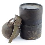 Vietnam War Style M67 "Baseball" Grenade & container, inert. The US Gov’t assumed that every