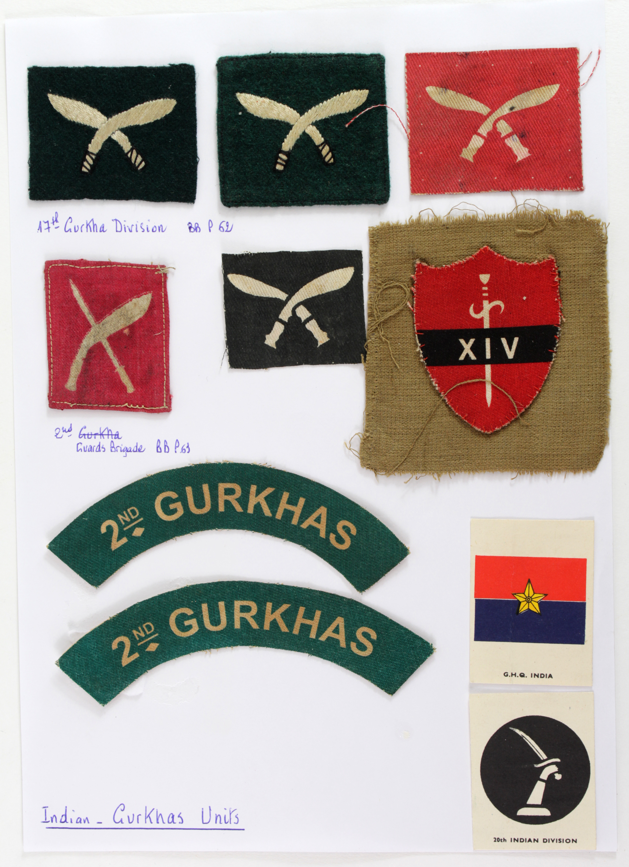 Badges cloth Gurkha interest arm badges a page of interesting examples inc printed.