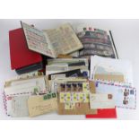 GB - flat box of general material in stockbooks, loose in envelopes, album of FDC's and some