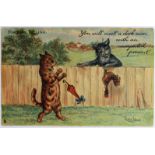 Louis Wain cats postcard - Raphael Tuck: Fortune Telling. You will meet a dark man with an