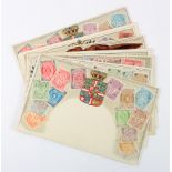 Novelty, early chromo embossed stamp cards   (11)