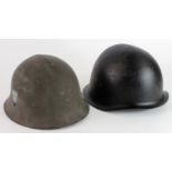 Helmets a Swiss type, 1950s? and a Danish scarce type, M39 Police helmet, both with liners