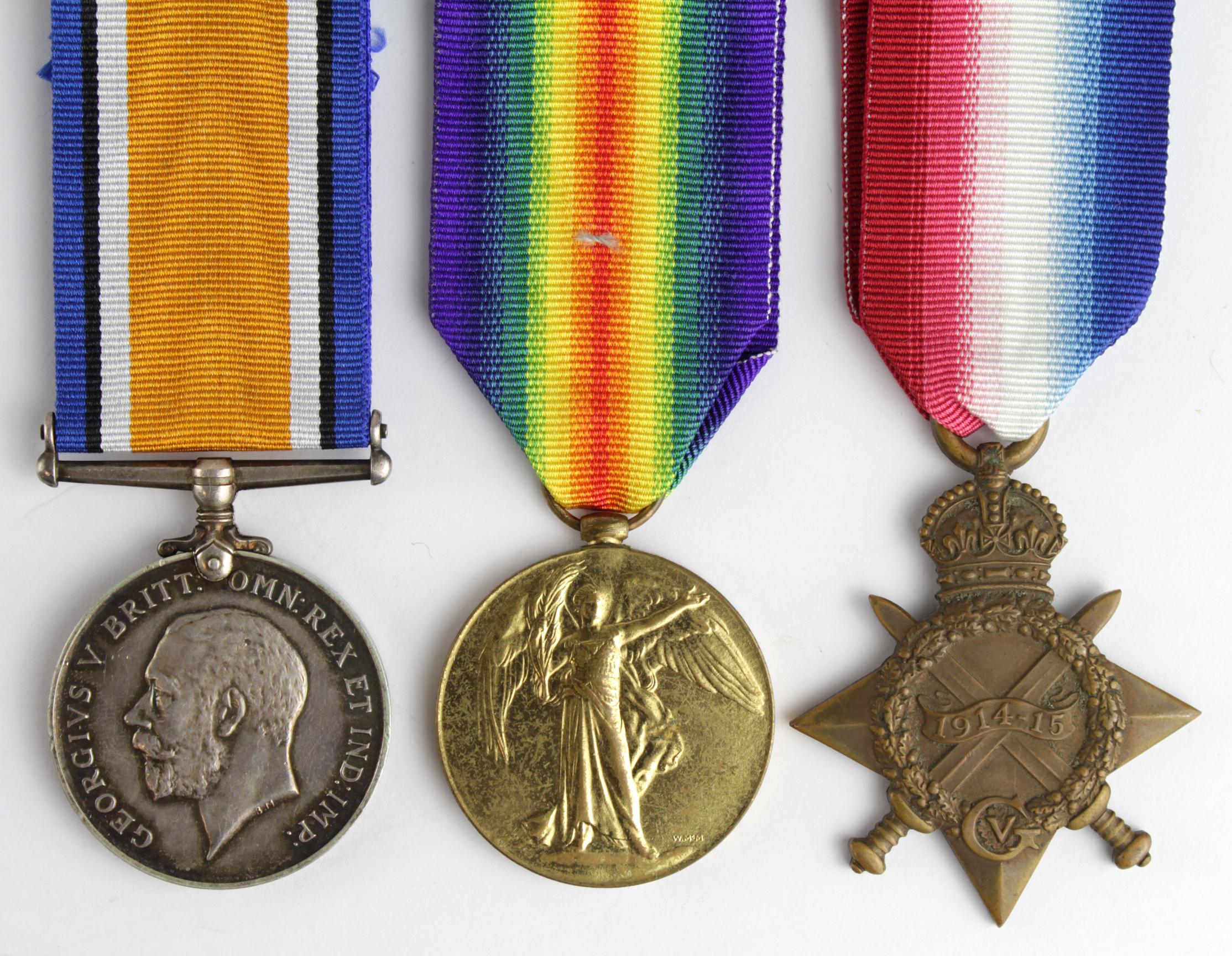 1915 Star Trio to 863 Pte A E Scarth Durham L.I. Born Sunderland. (3)