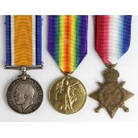 1915 Star Trio to 863 Pte A E Scarth Durham L.I. Born Sunderland. (3)