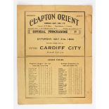 Clapton Orient v Cardiff City 2nd May 1936 English League Div 3. Poor