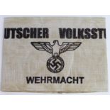 WW2 Style German Volkssturm "Wehrmacht" Armband with fact sheet and picture.