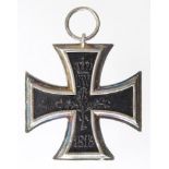 German WW1 Iron Cross 2nd Class, no makers mark. No ribbon. Split to lower arm seam