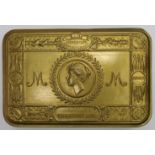 WW1 Princess Mary 1914 brass gift tin with original packet of cigarettes and tobacco with 1914