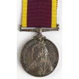 China War Medal 1900 silver no clasp named (A W Beer, M.A.A. HMS Bonaventure). With copy medal roll.