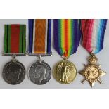 1915 Star Trio to 20099 L.Cpl S Stewart Durham L.I., Defence Medal and various postcards. (4)
