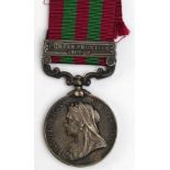 India Medal 1896 with Punjab Frontier 1897-98 clasp, named (3869 Pte R Rooks 1st Bn Somerset Light