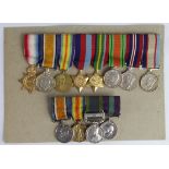 Miniature Medals - 1915 Star Trio, 1939-45 Star, Pacific Star, Defence & War Medal, Australia