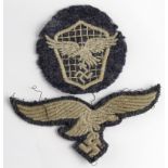 German Luftwaffe WW2 embroidered cloth badges - Pilots Breast Eagle (National Emblem and a Transport