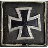 German WW2 Iron Cross 1st class three piece construction convex type in fitted case.
