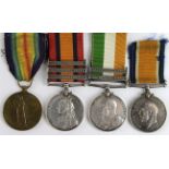 QSA with bars CC/OFS/Tr named (4325 Pte C F Porter 1st Suffolk Regt), KSA with bars SA01/SA02